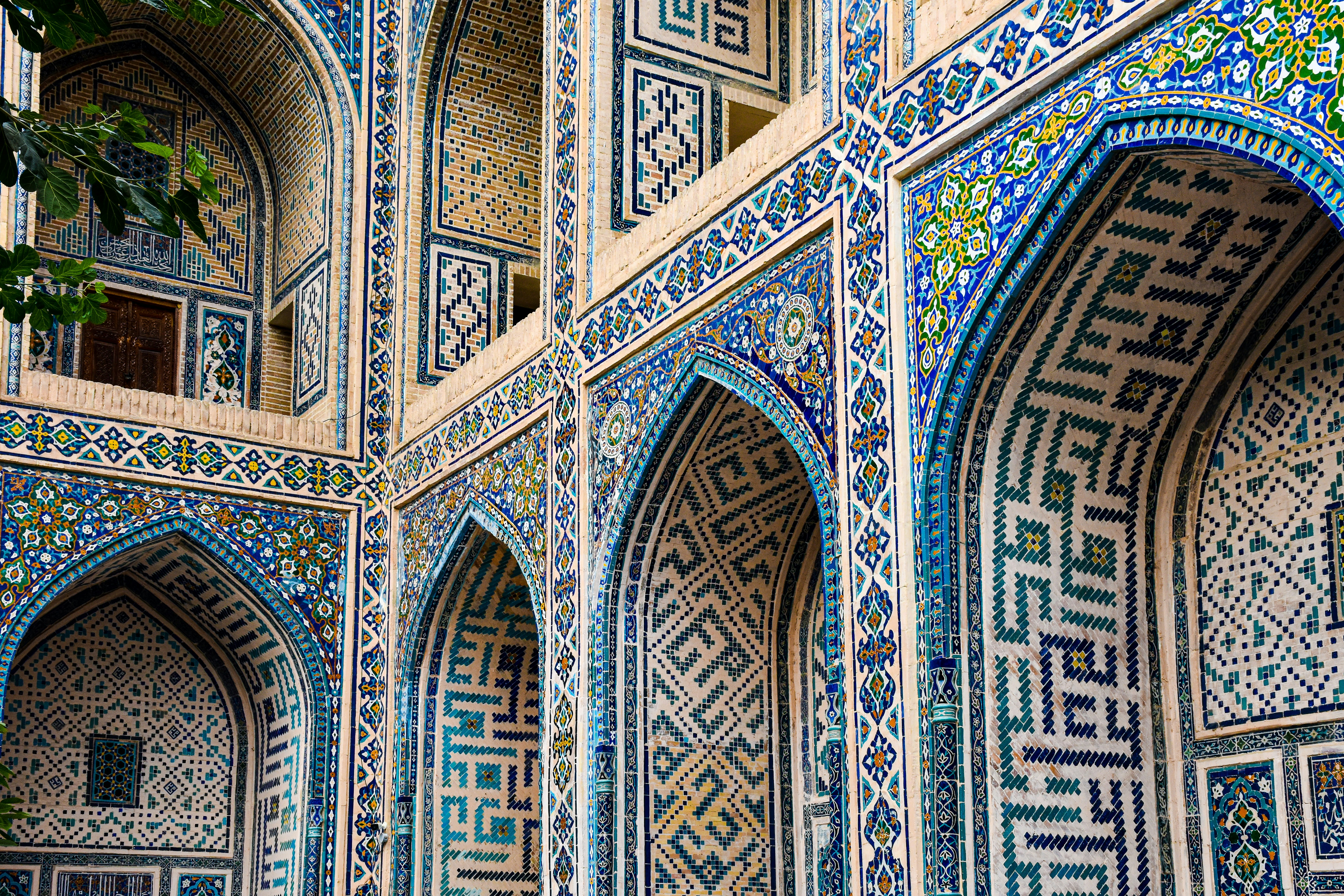 a building with intricate architecture, Samarkand, Uzbekistan.