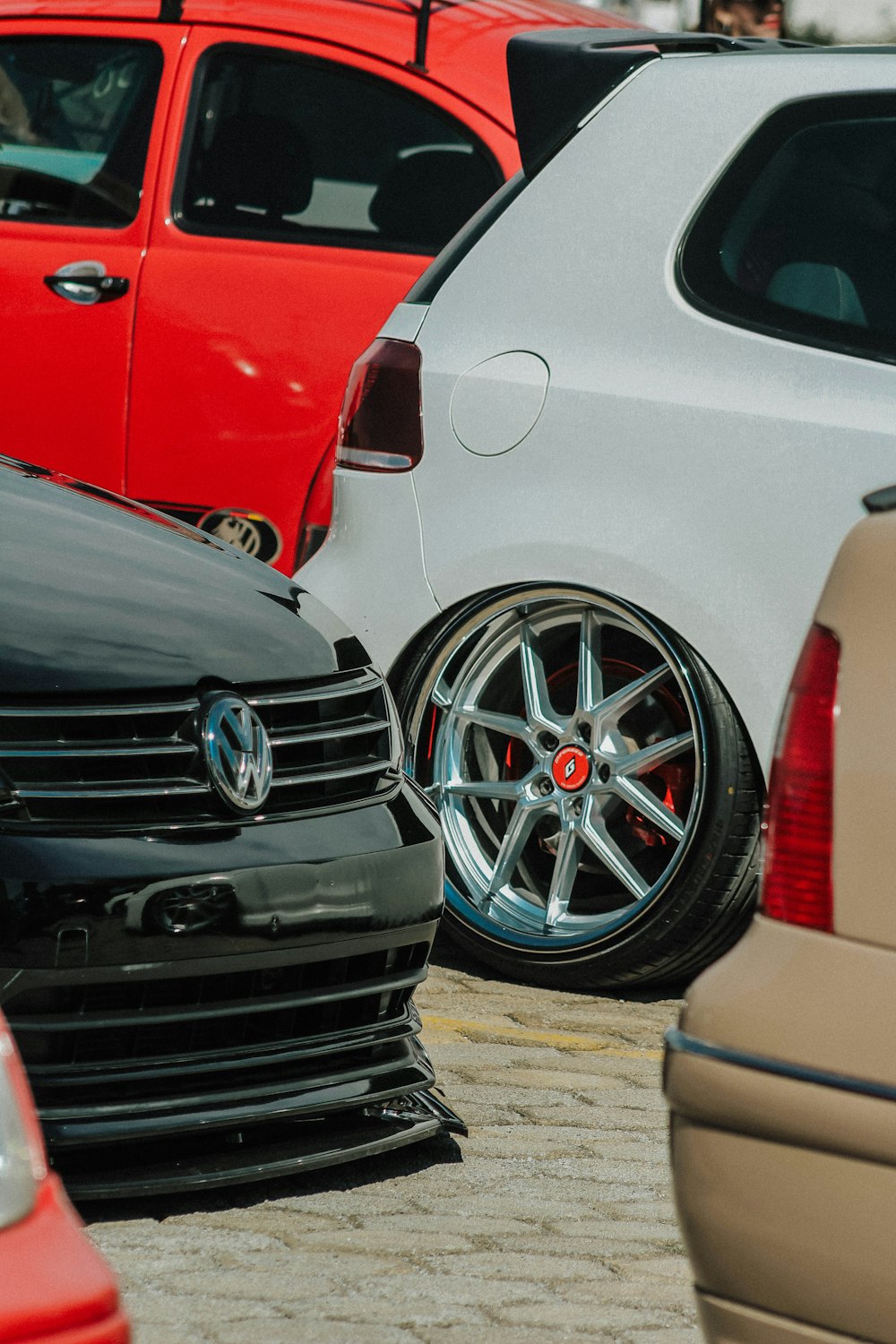 a group of cars parked