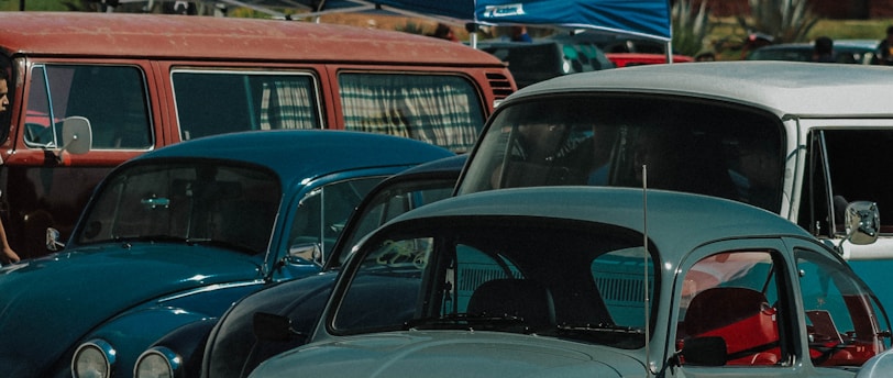 a group of cars parked