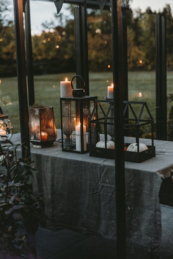 a group of candles on a table