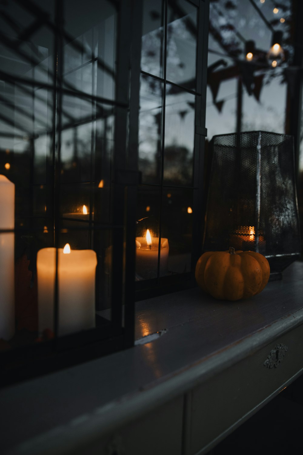 a group of lit candles