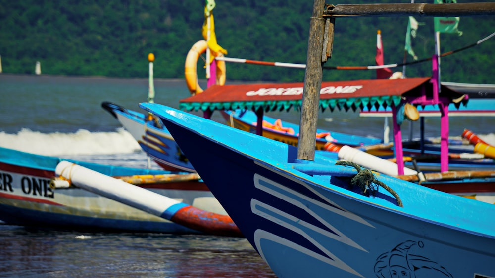 boats are parked in the water