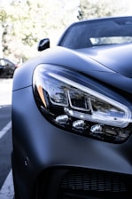 the front of a black car