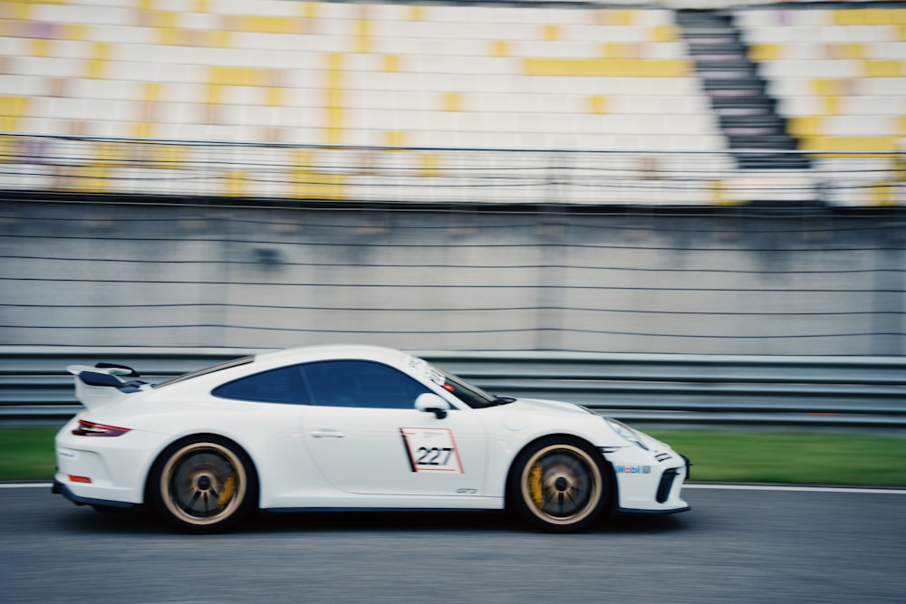 a white car on a track