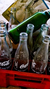 Close-up of a neatly packed soda bottle inside a branded cardboard box, ready for shipment.