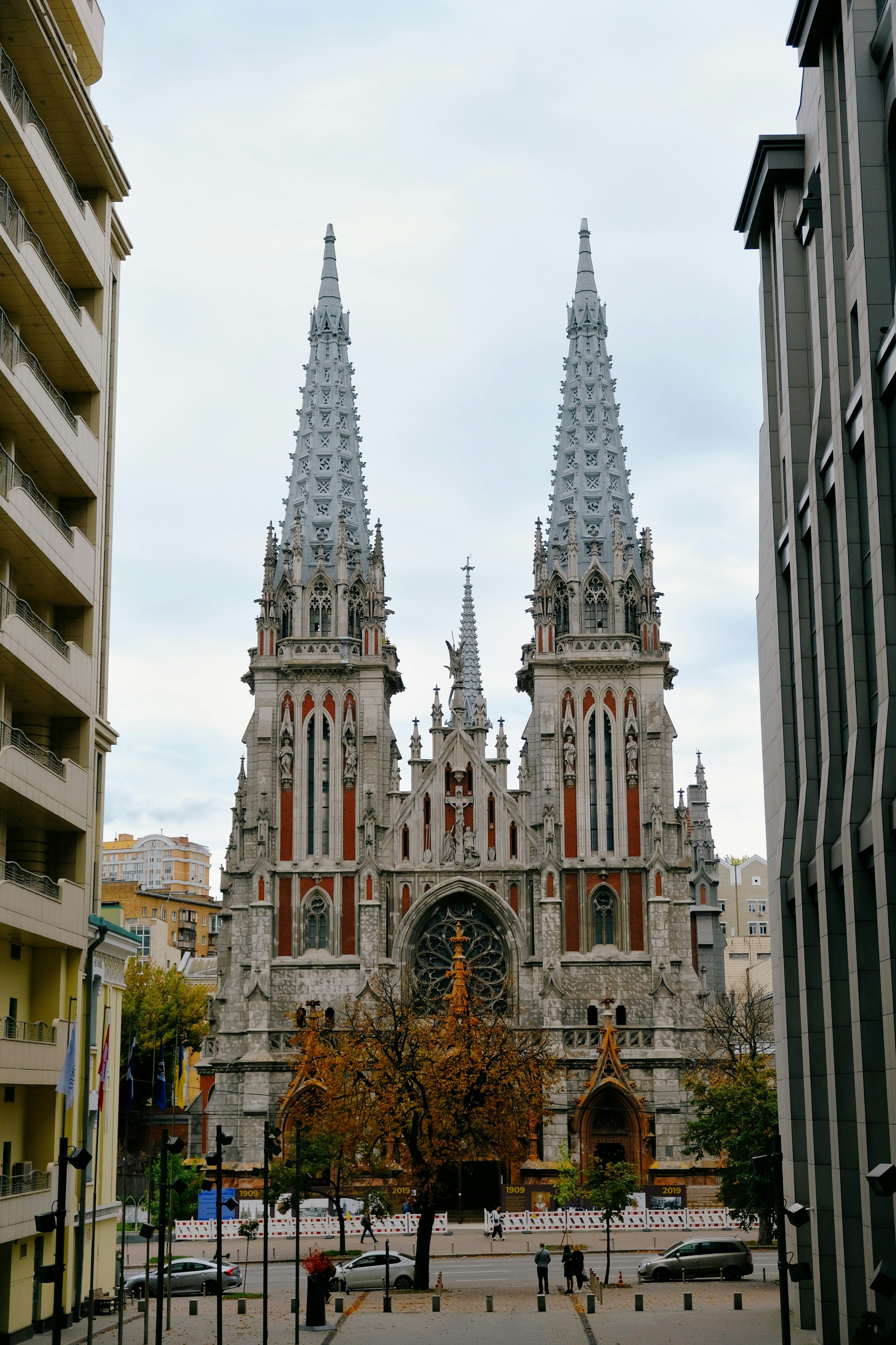 a large building with towers