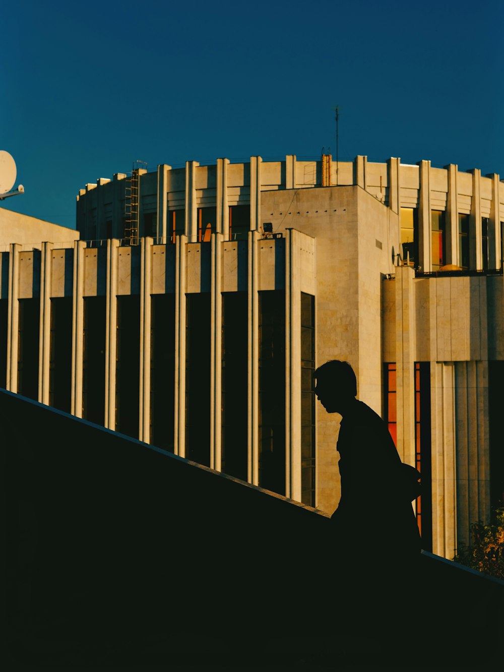 a person standing on a roof