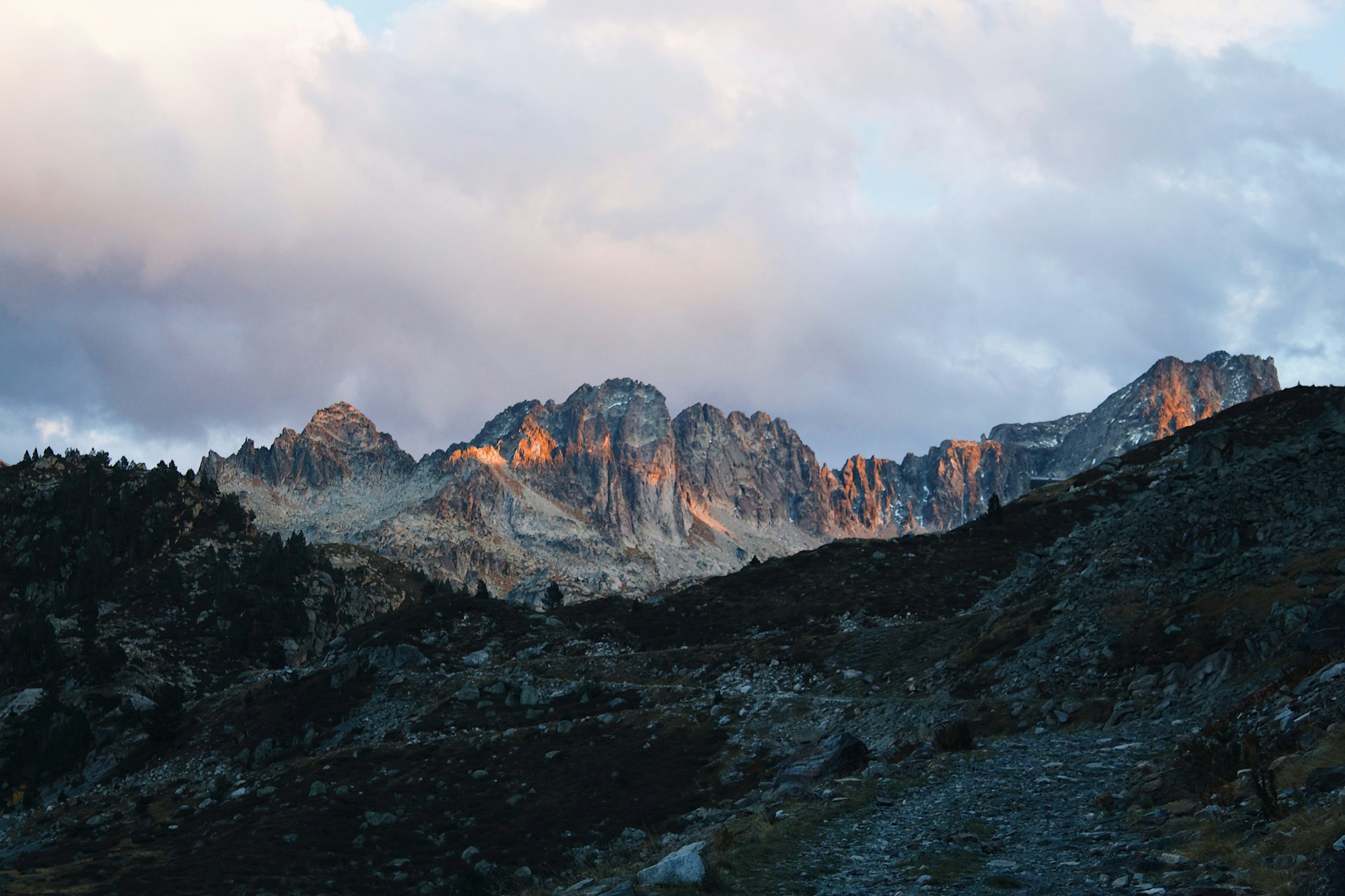 a mountain range with snow