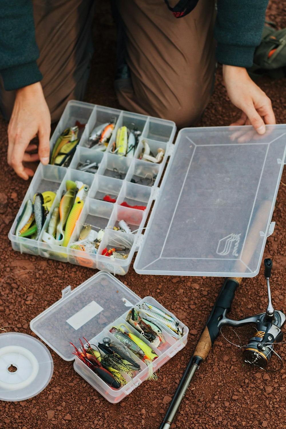 a group of containers with food in them