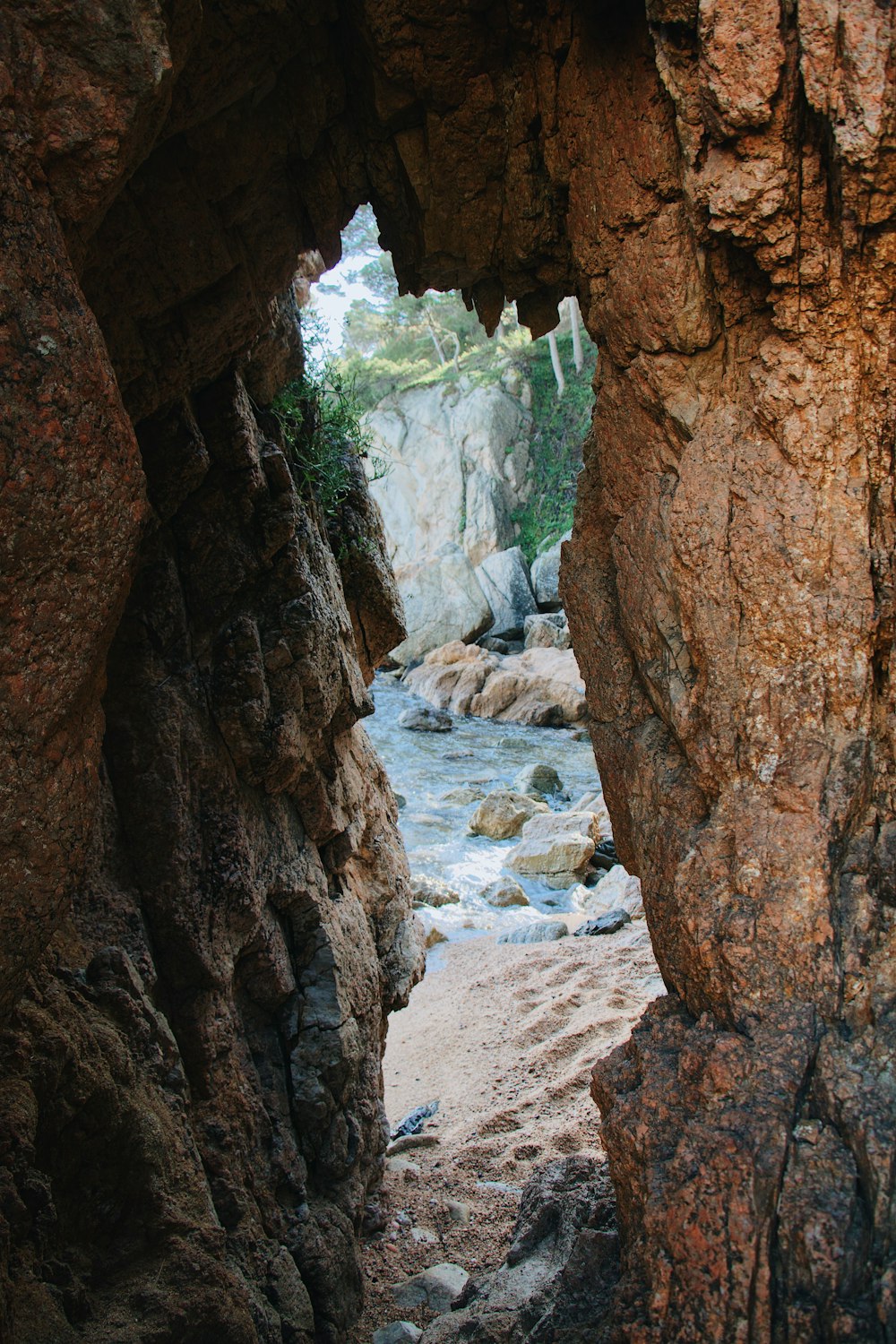 a cave with a river in it