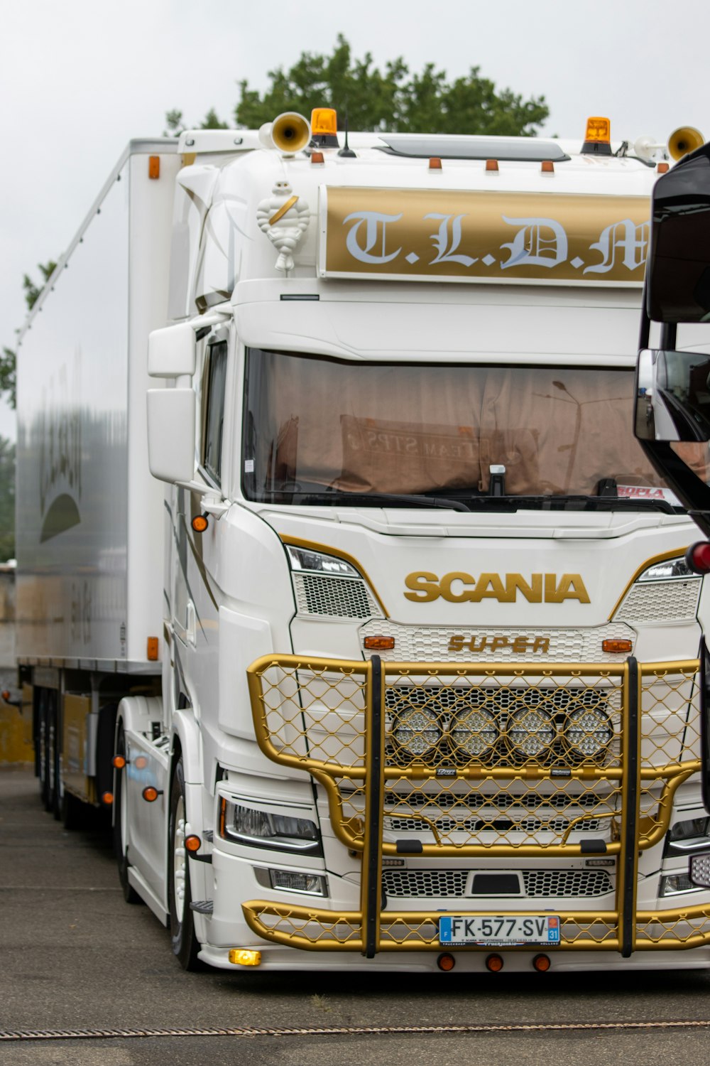 a large truck is parked