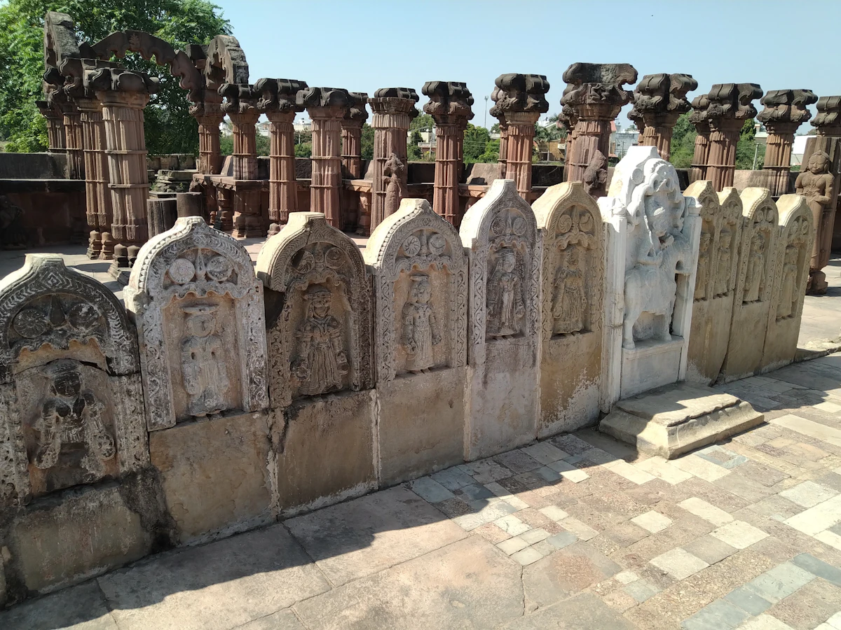 Carved stone wall in Bhuj, Kutch