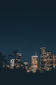 a city skyline at night