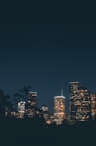 a city skyline at night