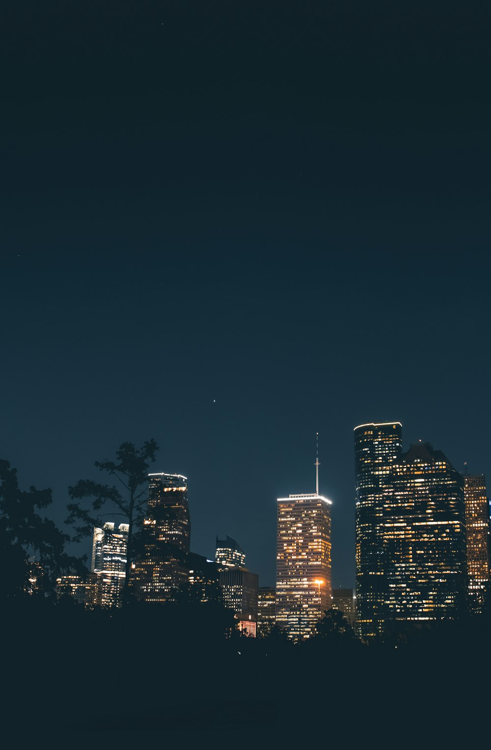 a city skyline at night