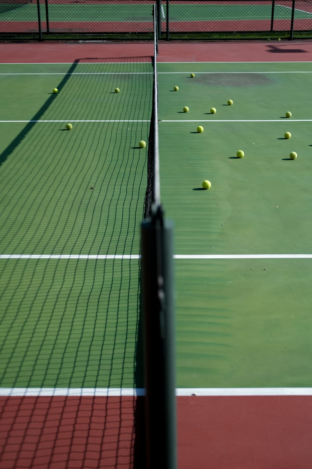 tennis balls on a court