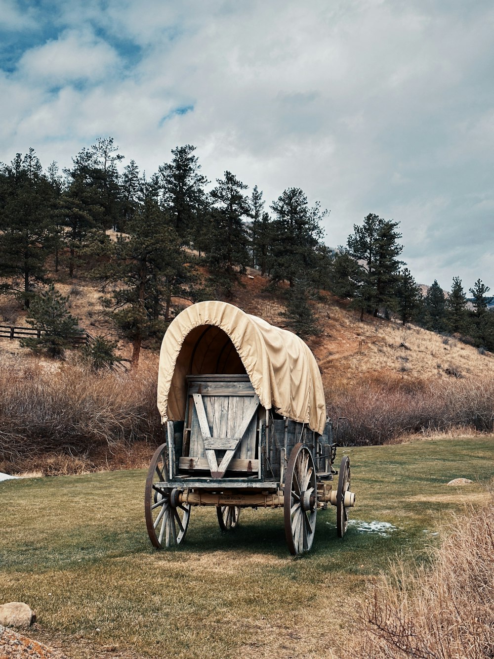 a wagon with a cover on it