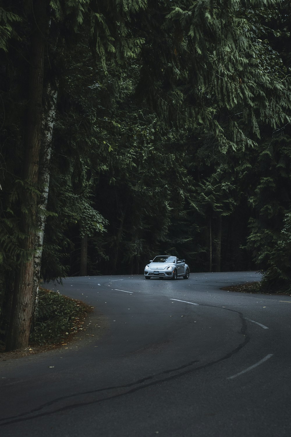 a car driving down a road