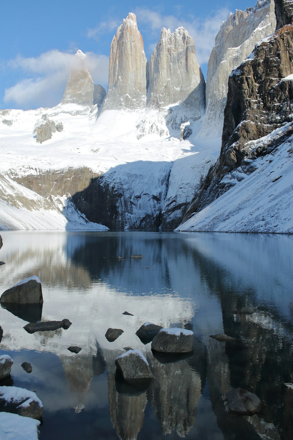 a snowy mountain landscape