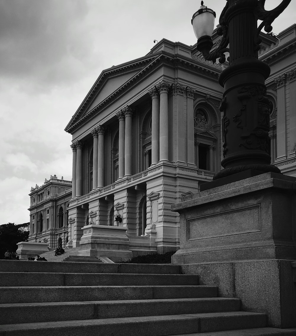 a building with columns and a staircase