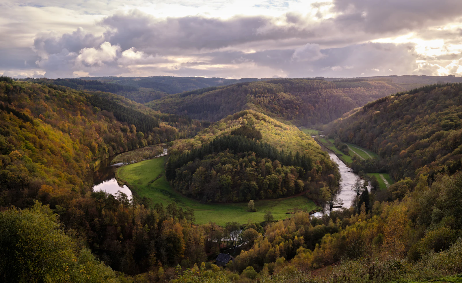 The Semois River winding through wooded hills near Bouillon