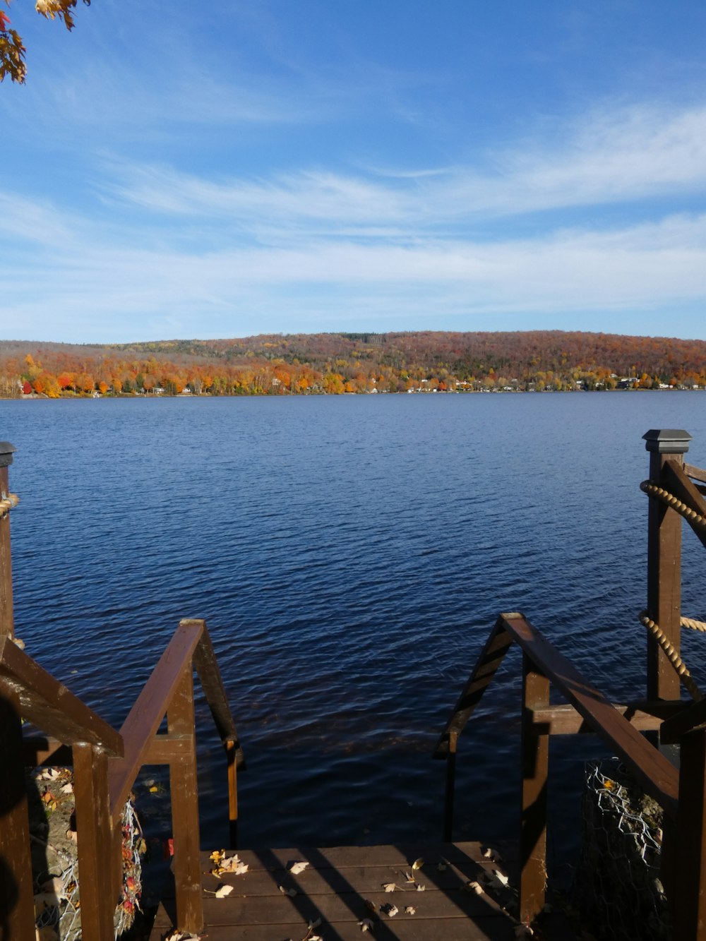 a dock leading out to a lake