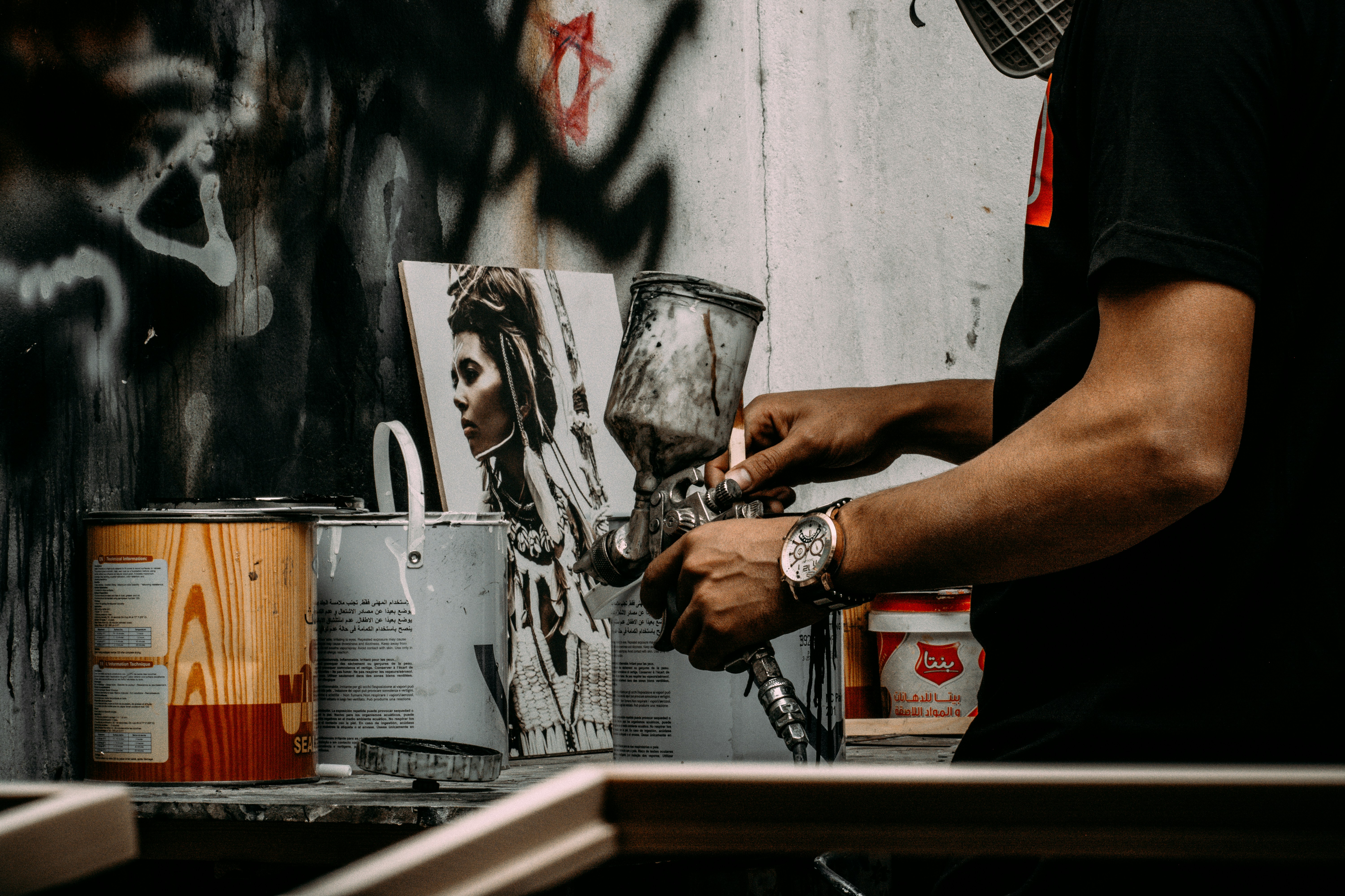 a person painting a picture