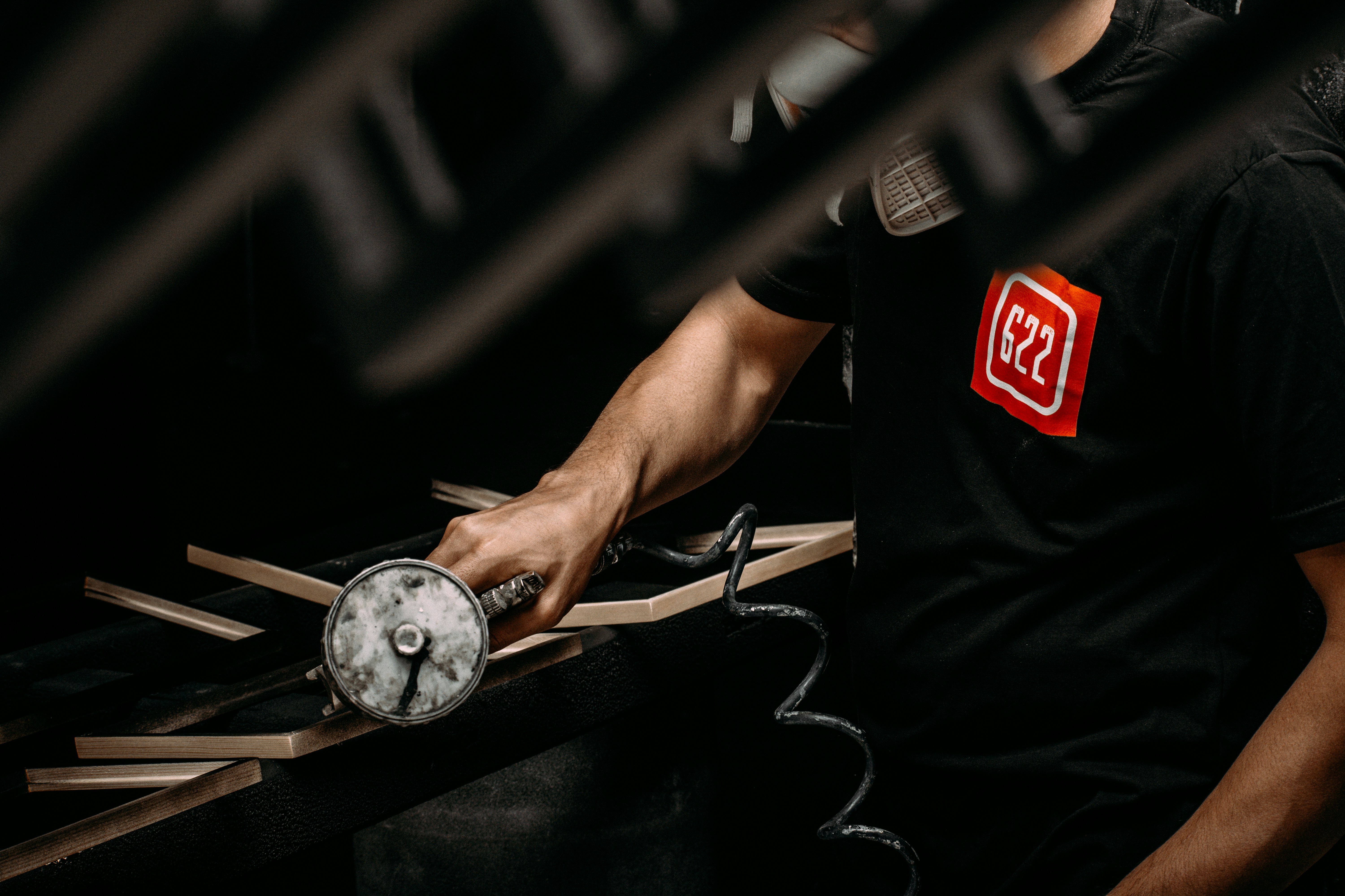 a person holding a tool