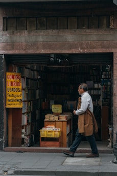a person walking past a store