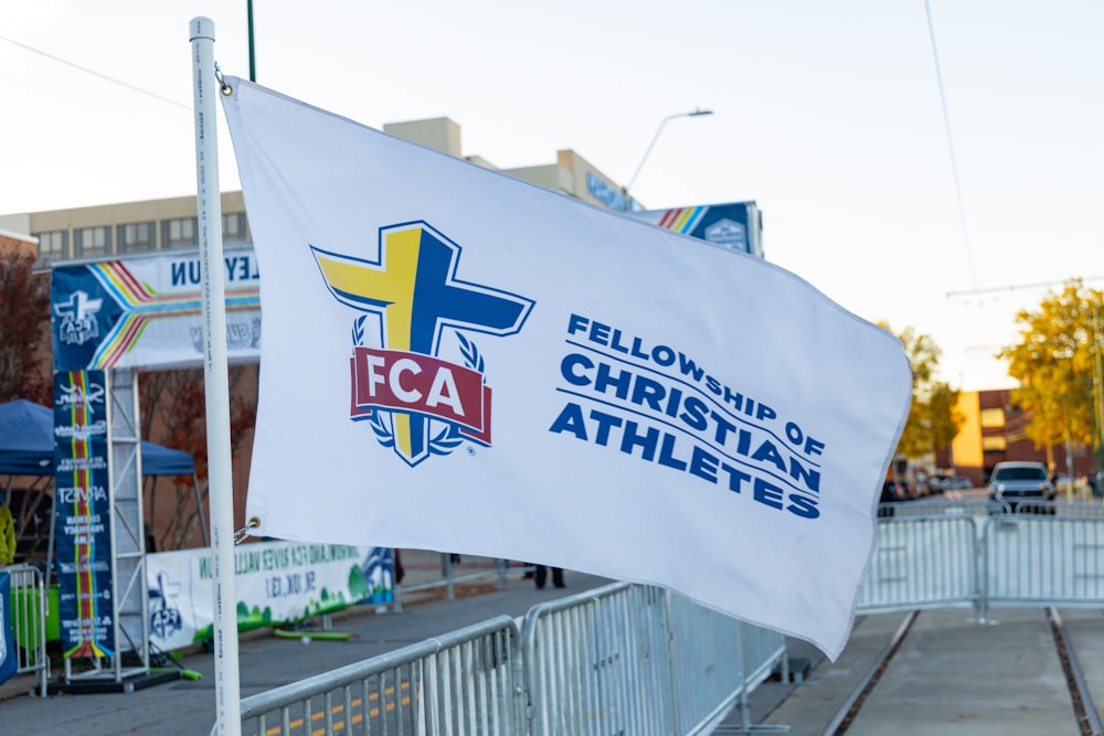 a large banner on a street