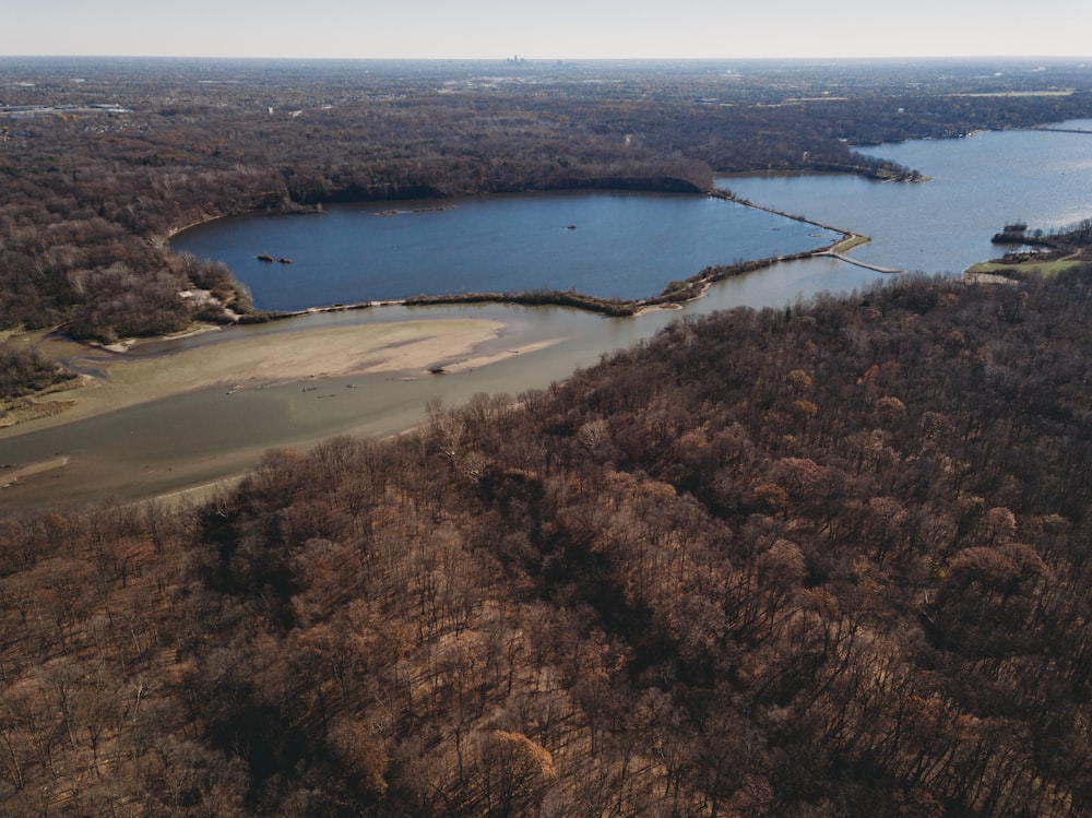 a river with a few islands