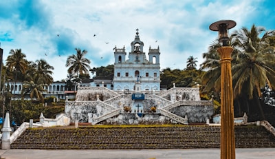a building with a fountain in front of it