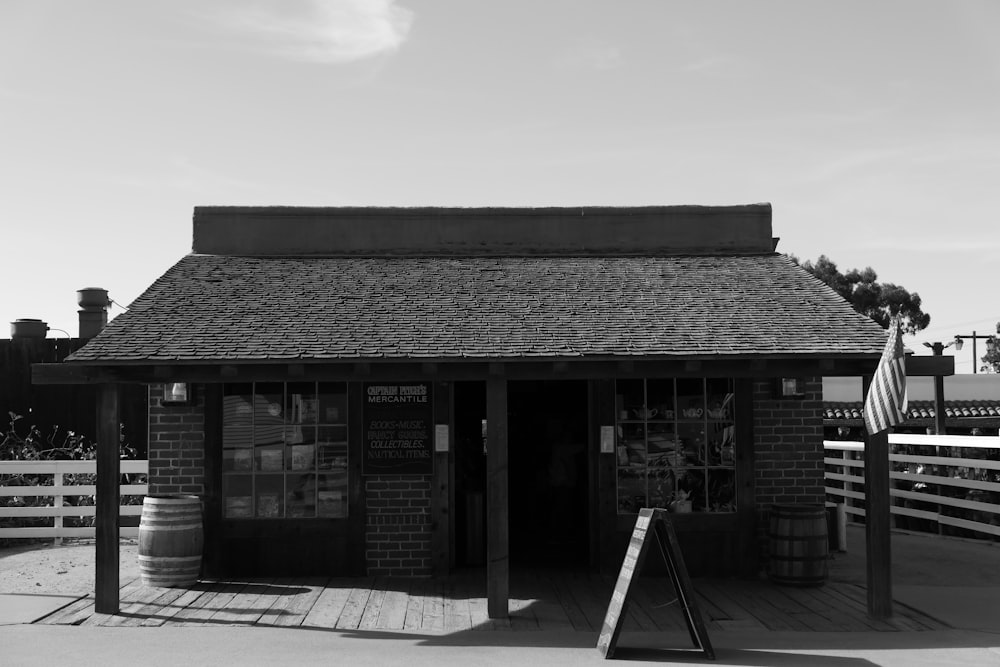 a building with a sign in front