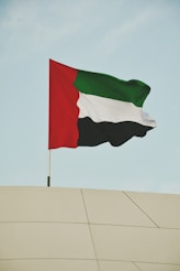 a flag flying in the air
