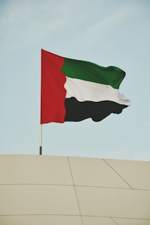 a flag flying in the air