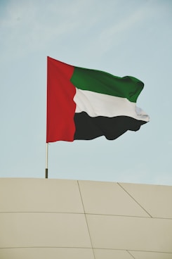 a flag flying in the air