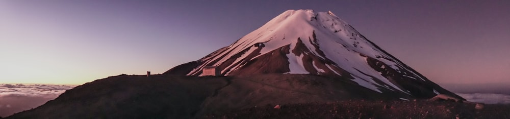 a mountain with snow