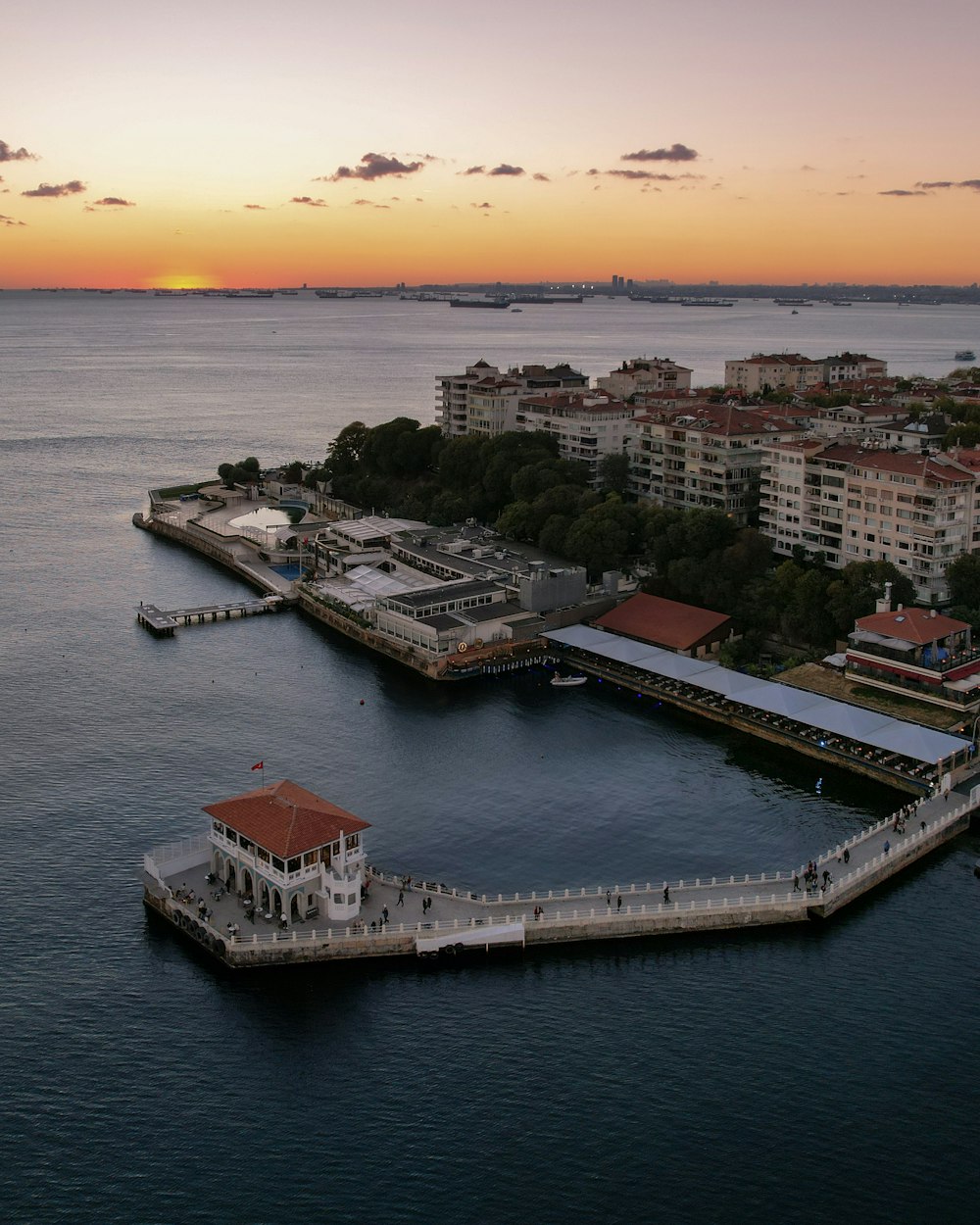 a city next to a body of water