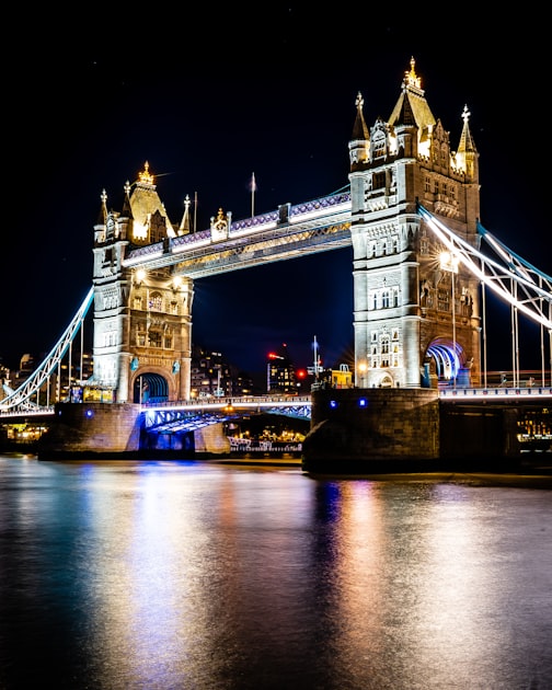 Tower Bridge illuminated at night in London