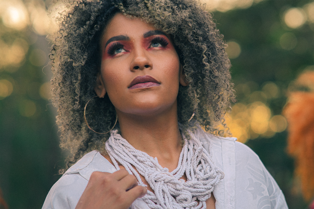 a person with curly hair