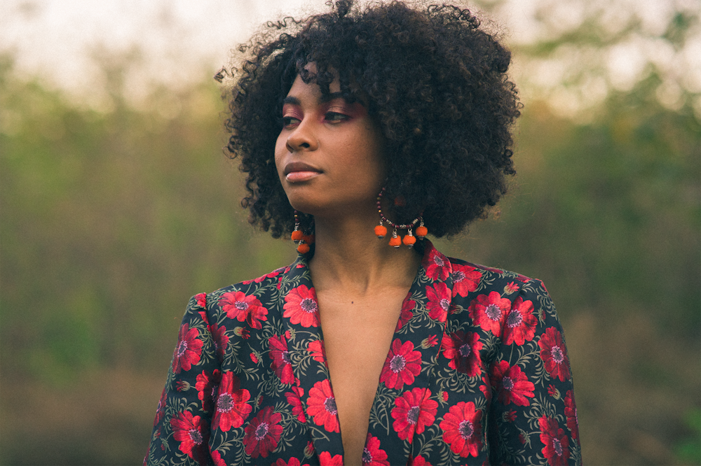 a person with curly hair