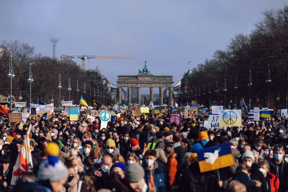 a crowd of people outside