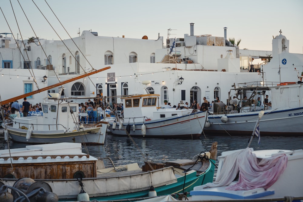 a group of boats docked