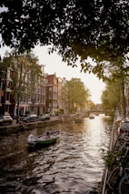 a river with a boat on it