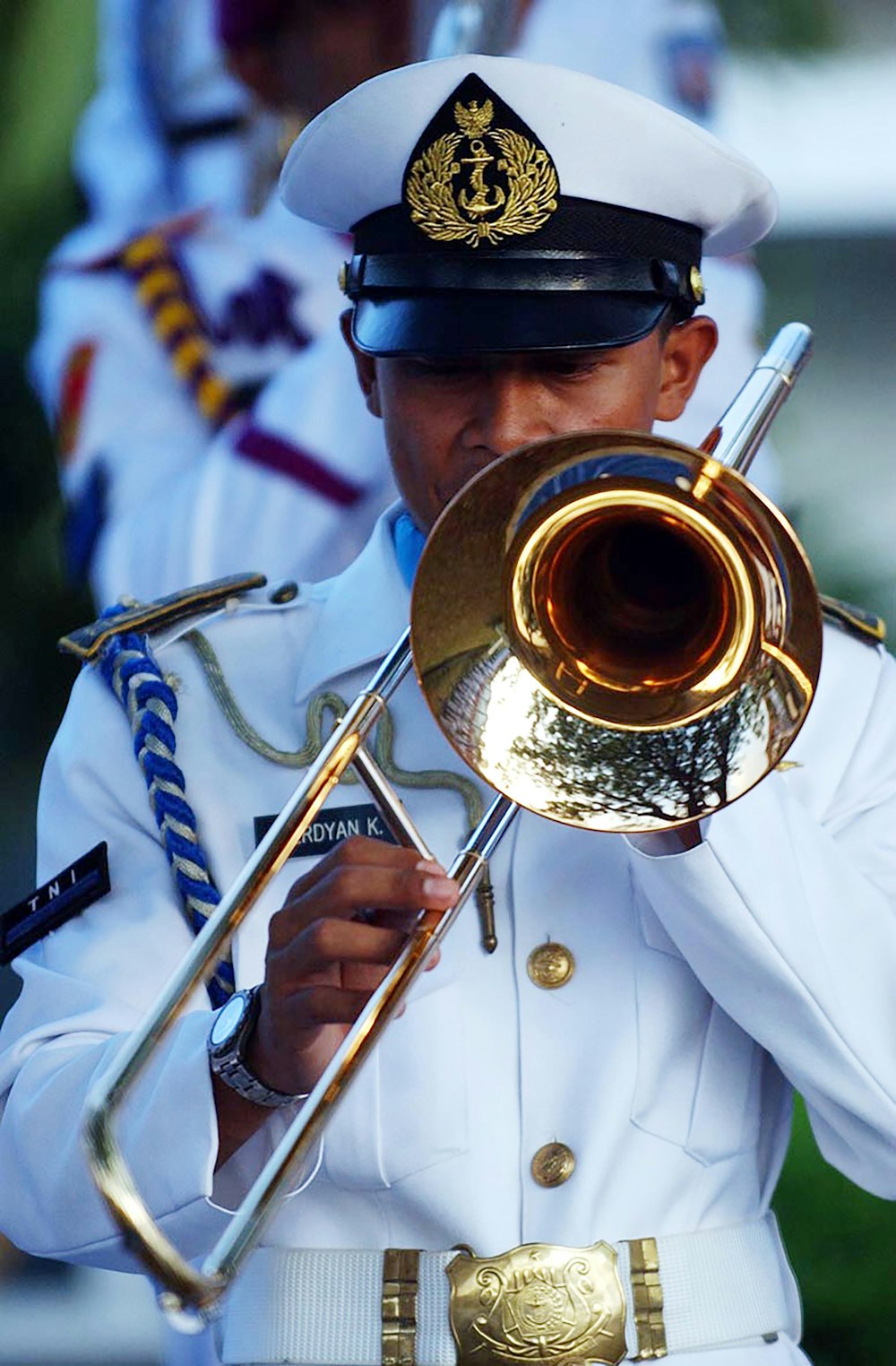 a person playing a trumpet