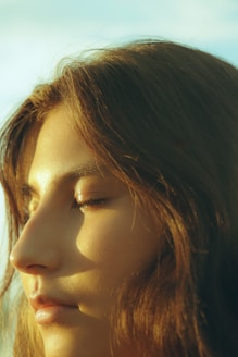 a close-up of a woman