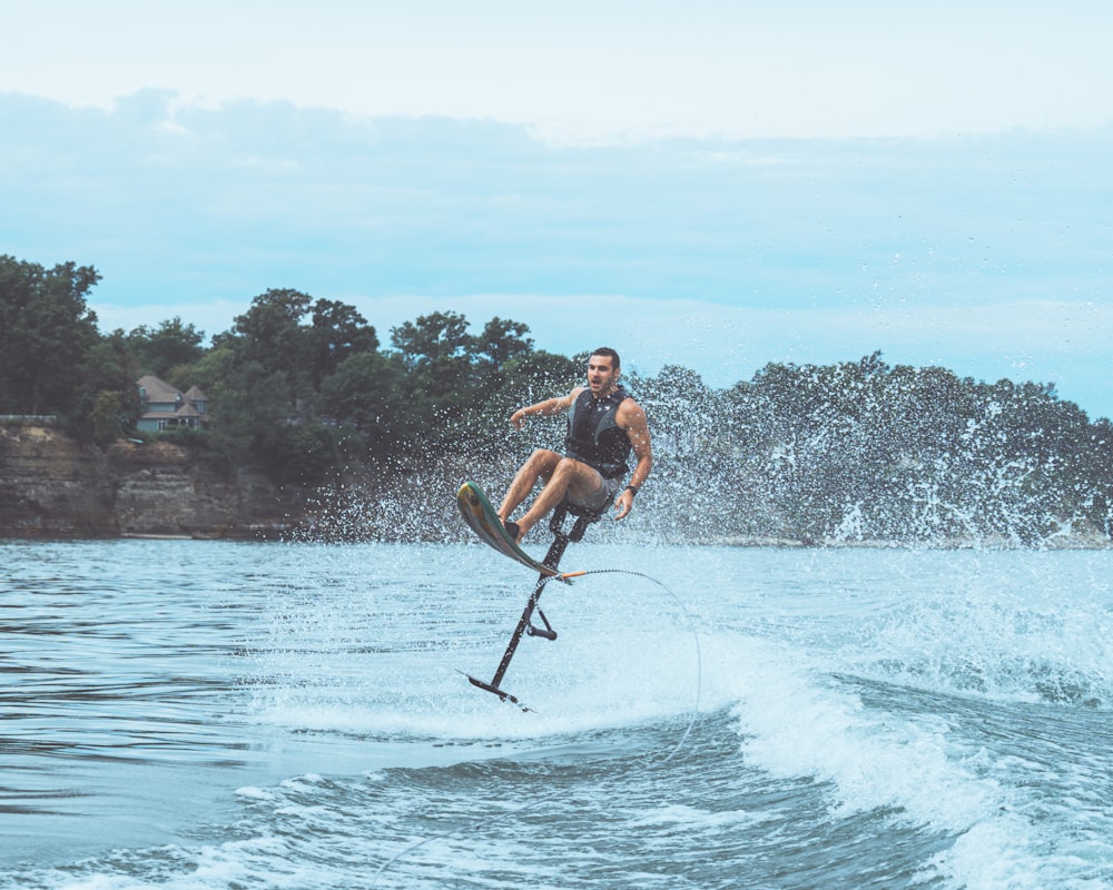 a man water skiing