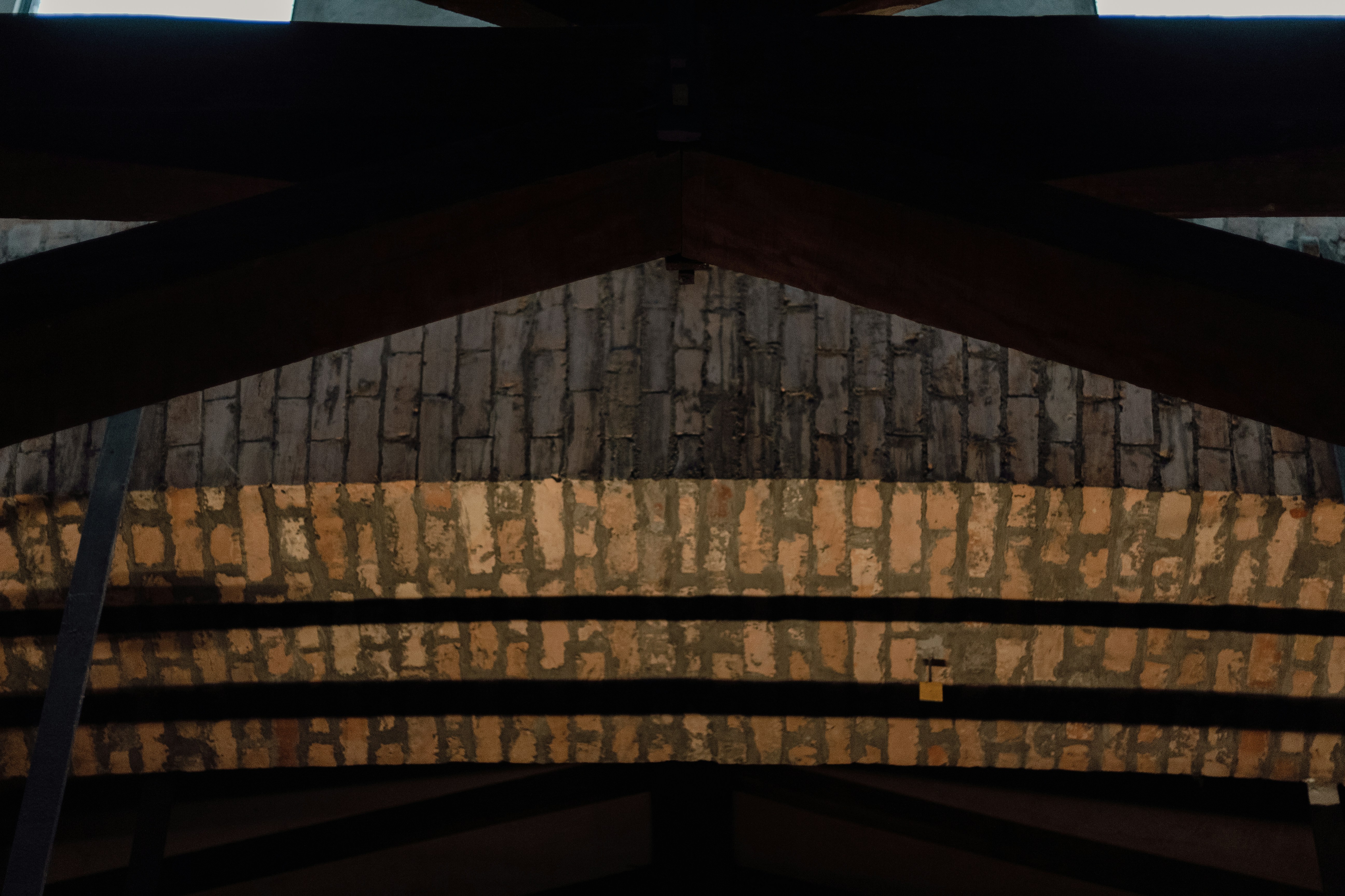 Construction site with wooden roof