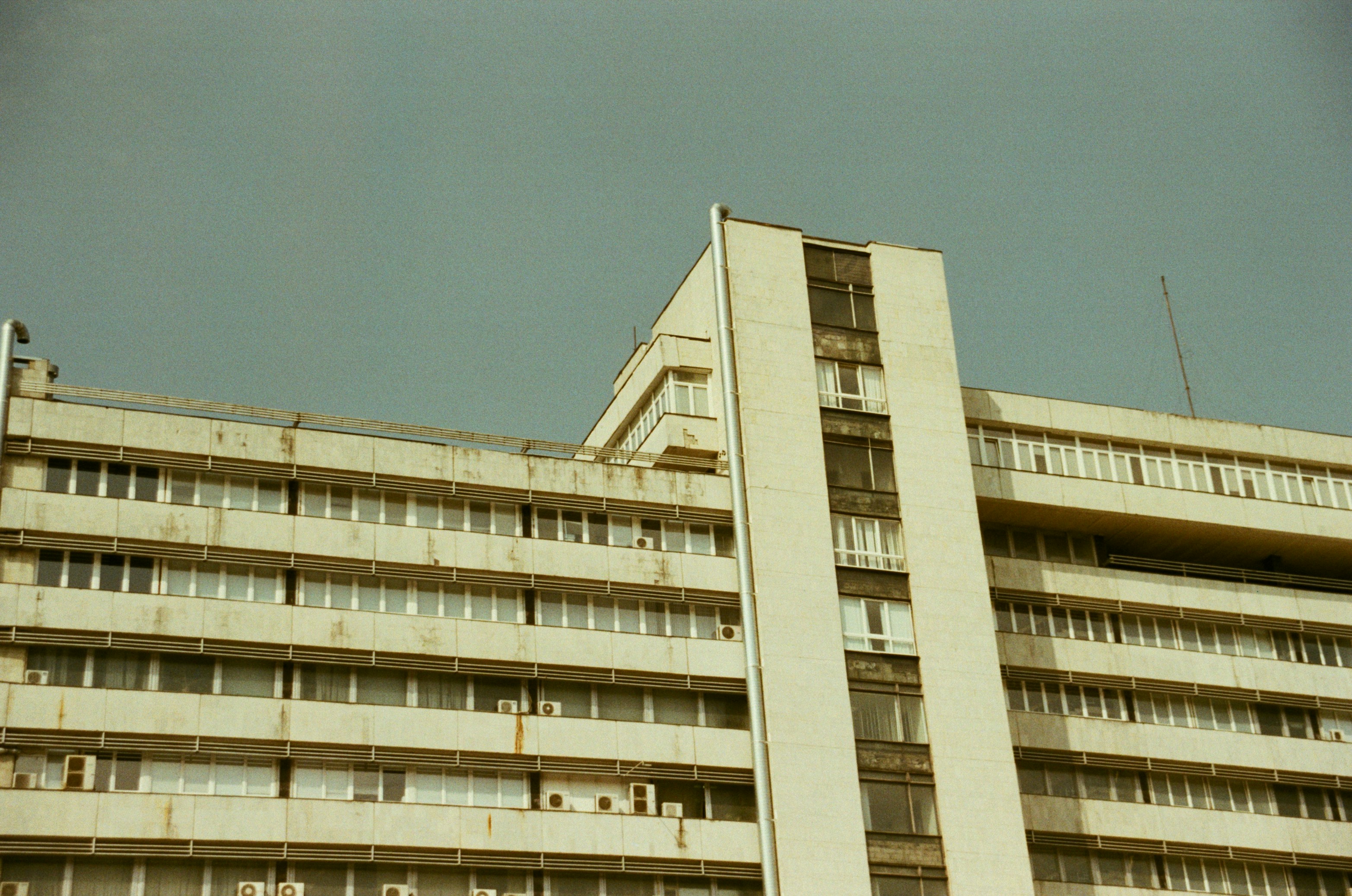 a building with a blue sky
