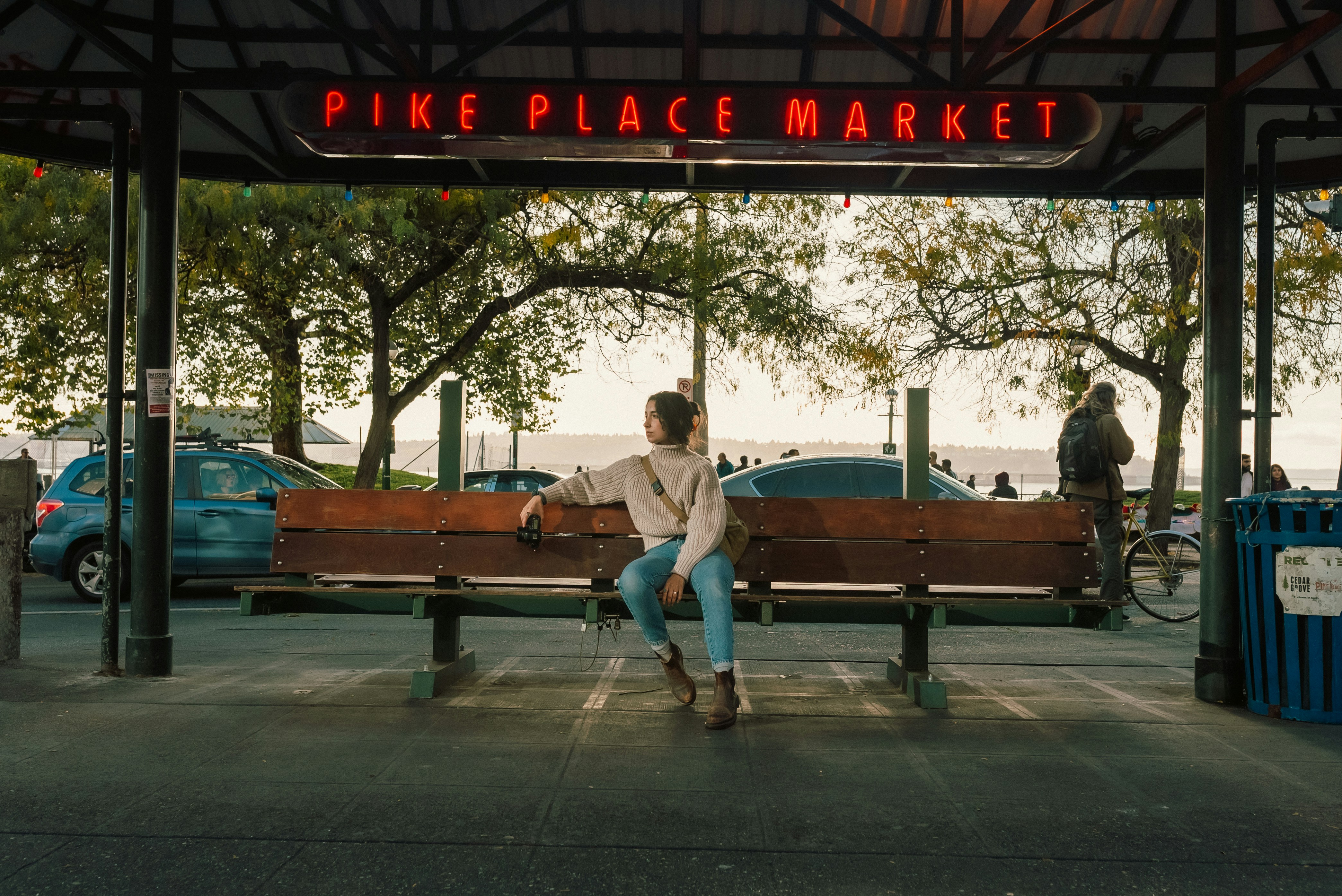 a person sitting on a bench